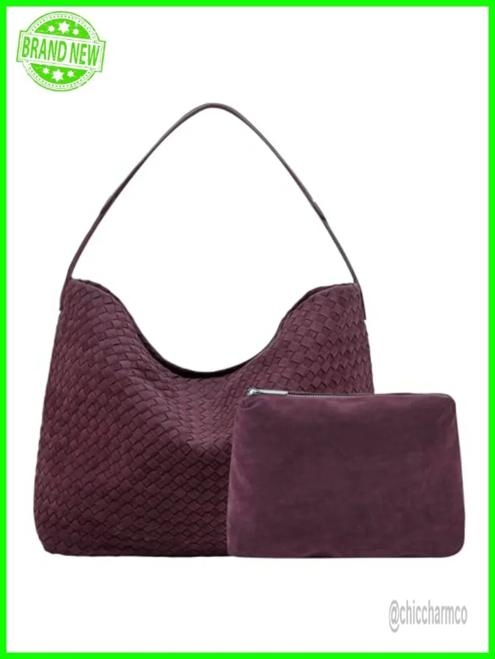 Large Woven Suede Hobo Tote Bag with Clutch Crossbody Shoulder Handbag